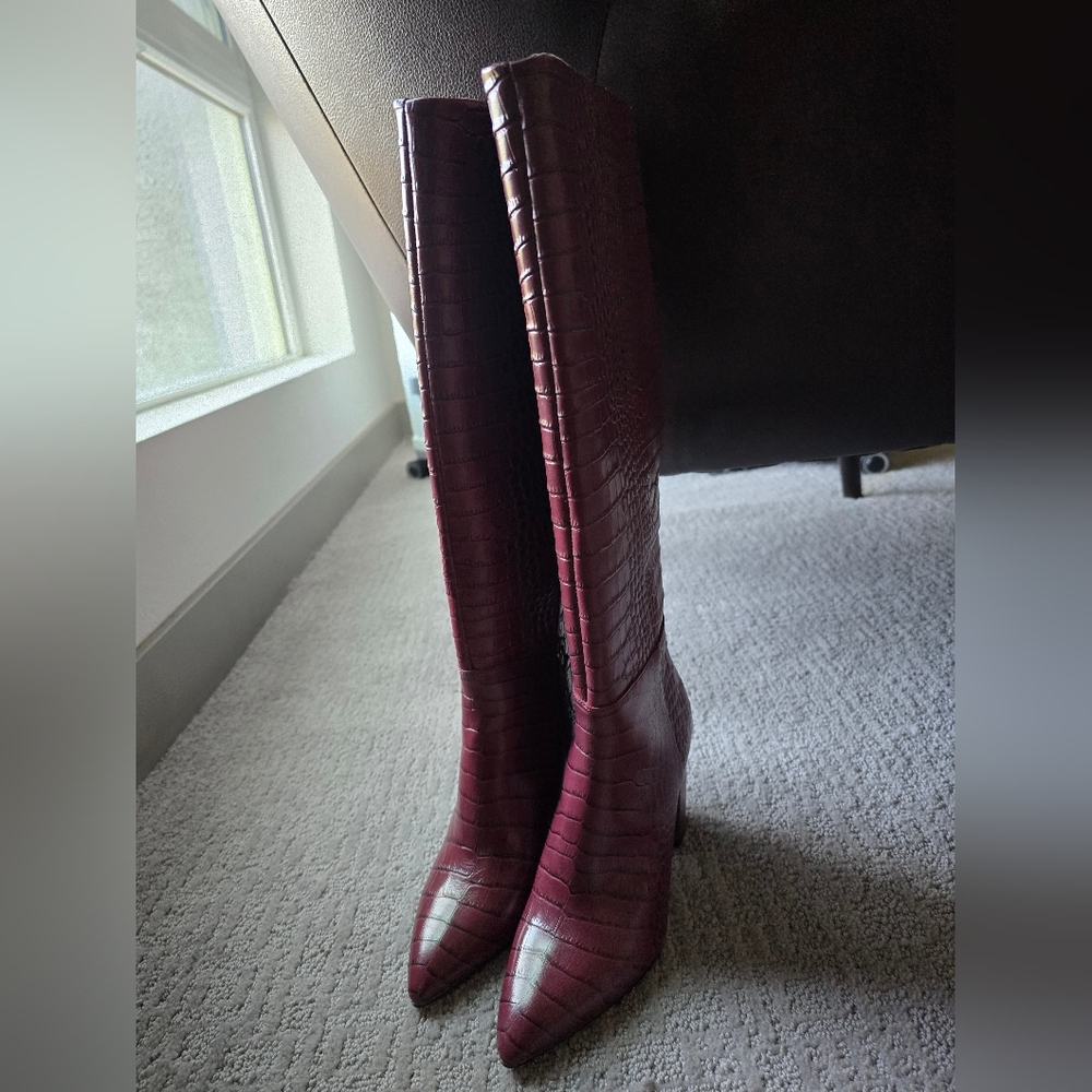 BCBGeneration Maroon Over the Knee Boots